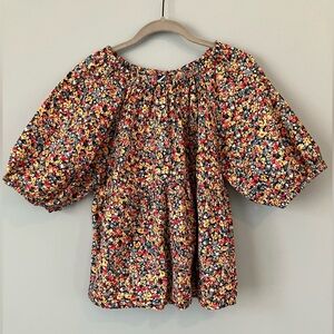 Old Navy Floral Puff-Sleeve Peasant Blouse - Multicolor